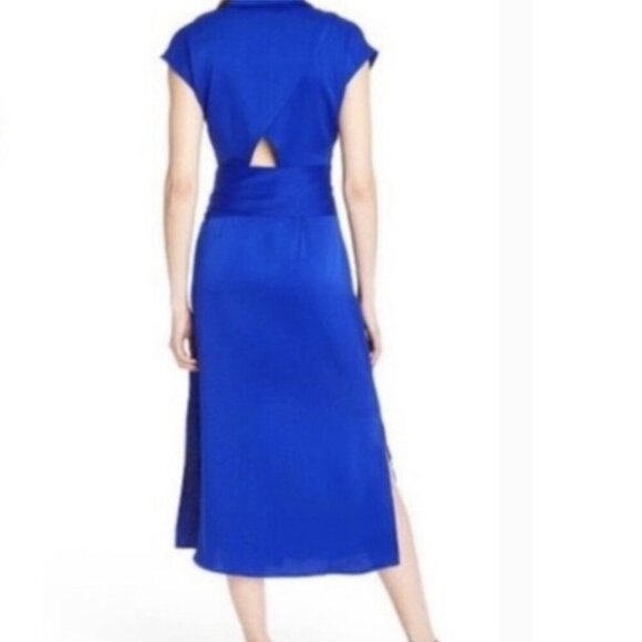 Cushnie Women's Coblat Blue Button Down Cut Out Back Maxi Dress Size Large - Picture 4 of 11